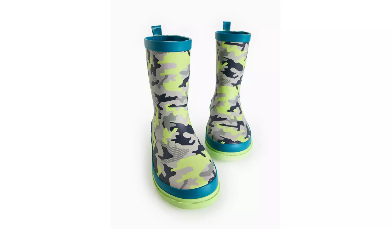 Grey Camo Neon Rubber Wellies 13 Infant