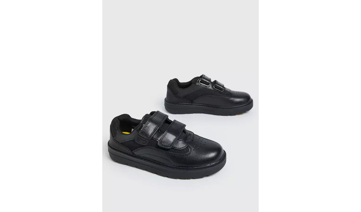 Magic Feet Black Leather Twin Strap Trainers 1