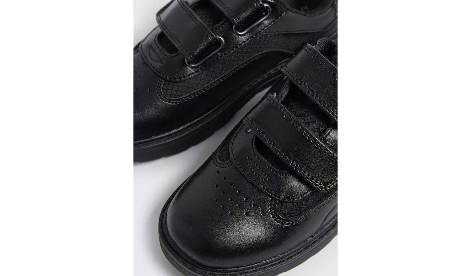 Magic Feet Black Leather Twin Strap Trainers 13 Infant
