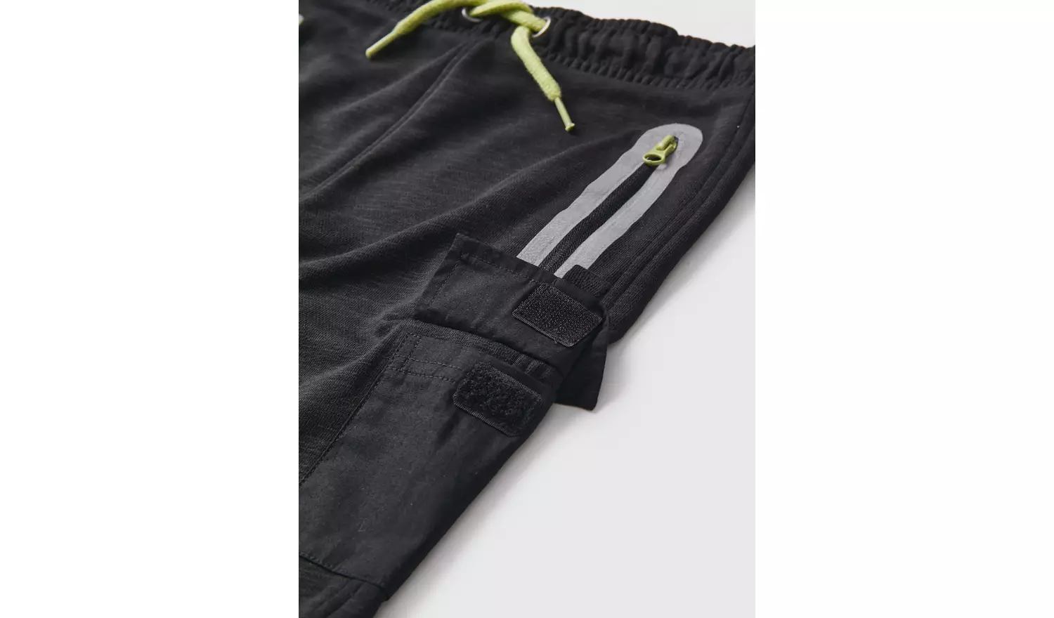 Black & Lime Green Zip Shorts - 12 years