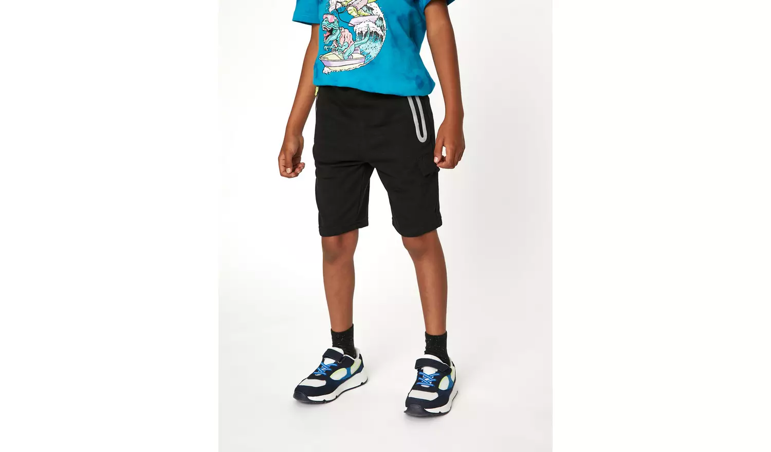 Black & Lime Green Zip Shorts - 13 years