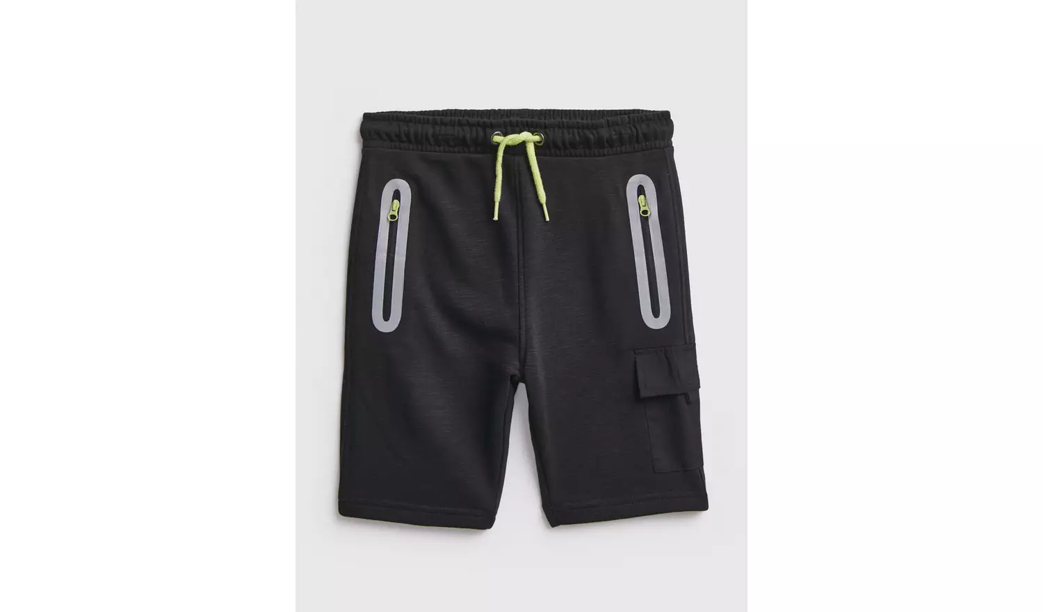 Black & Lime Green Zip Shorts - 13 years