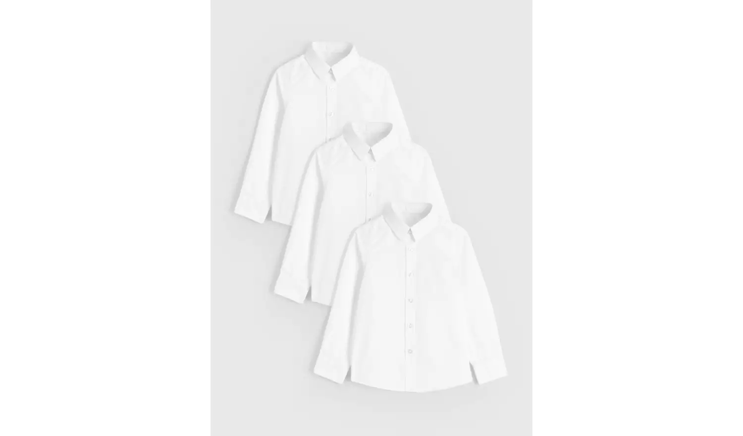 3 Pack White Long Sleeve School Shirts 16 years