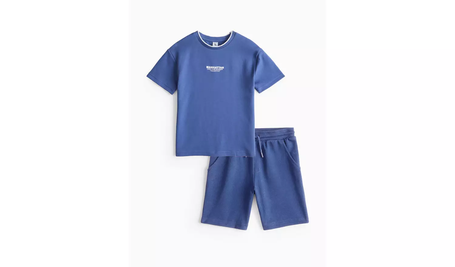 Blue Textured T-Shirt & Shorts Set 6 years