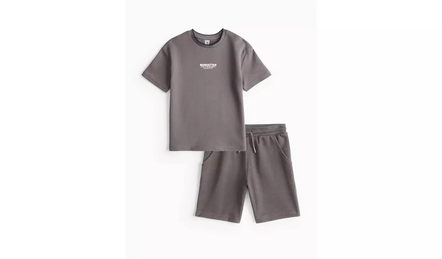 Charcoal Textured T-Shirt & Shorts Set 12 years