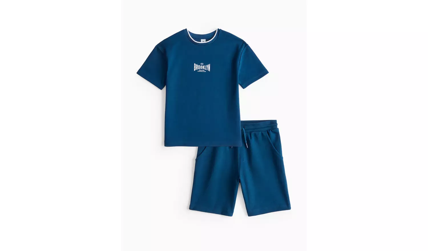 Dark Blue Textured T-Shirt & Shorts Set 10 years
