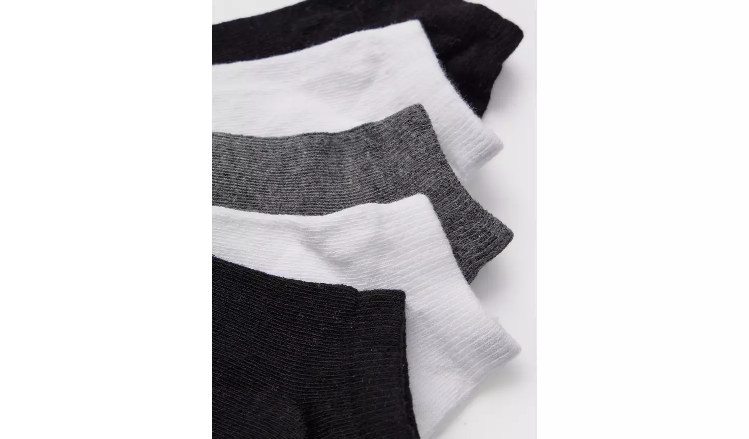 Grey, White & Black Unisex Trainer Socks 5 Pack 4-6.5