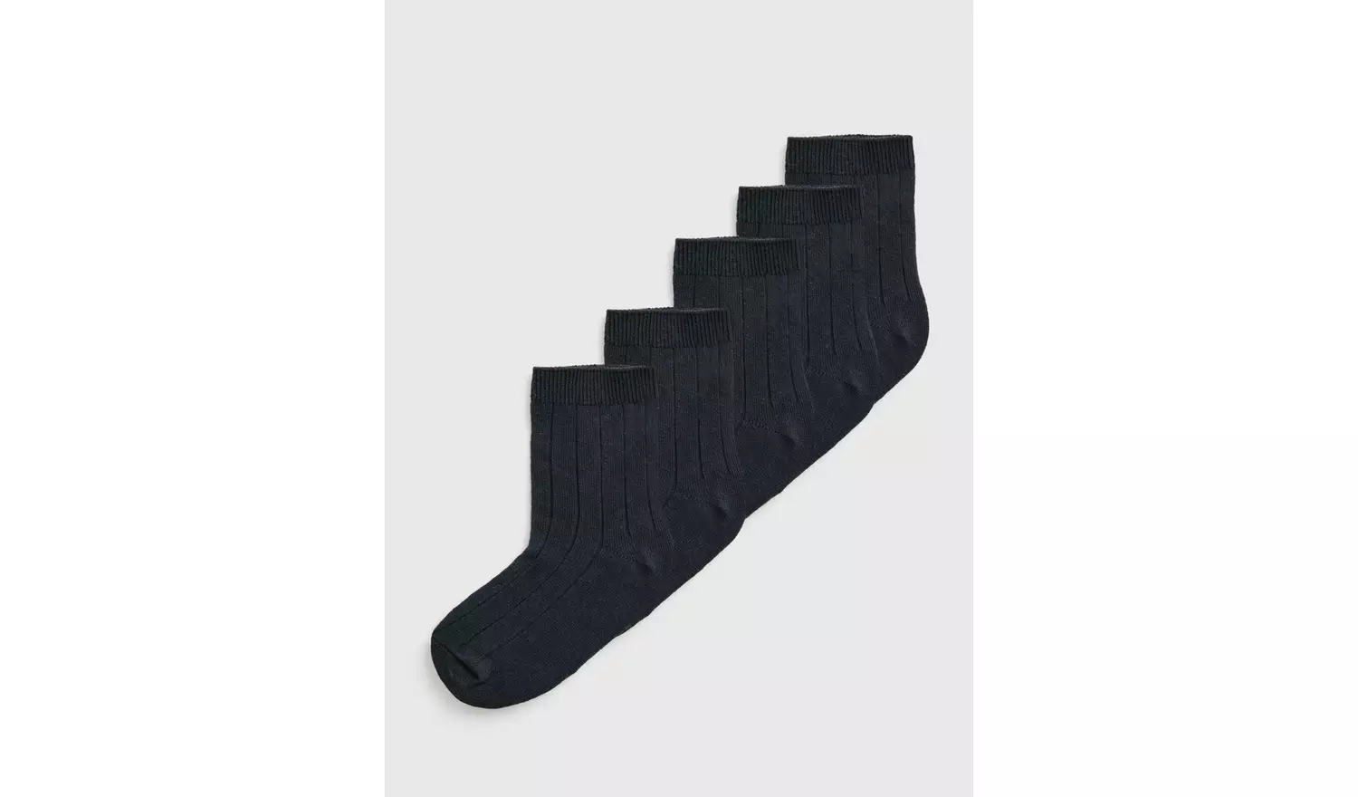 Navy Ribbed School Ankle Socks 5 Pack 12.5-3.5