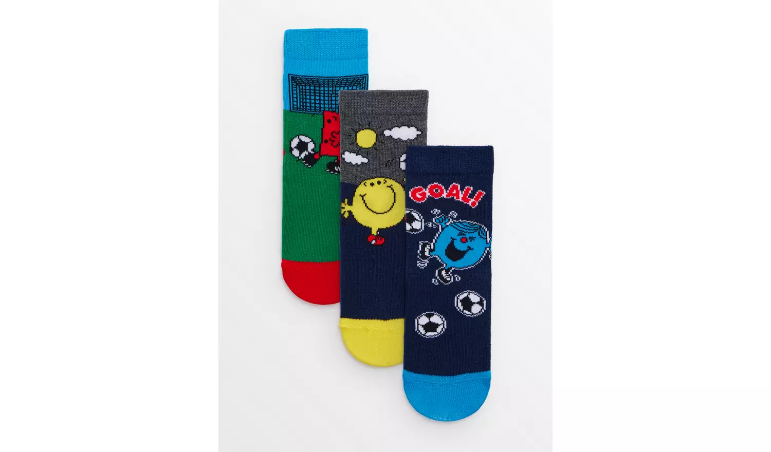Mr Men Football Print Ankle Socks 3 Pack 9-12