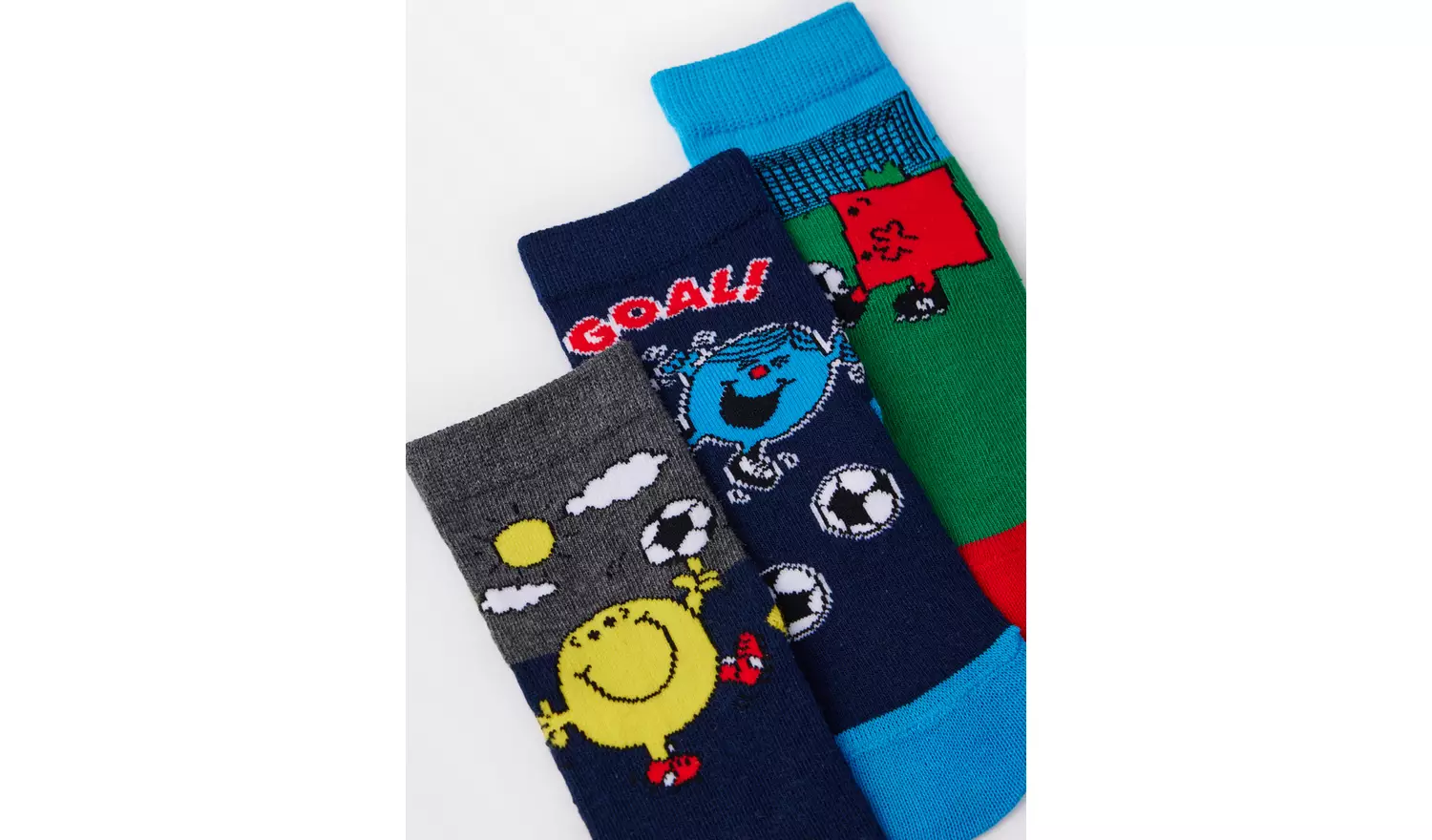 Mr Men Football Print Ankle Socks 3 Pack 9-12