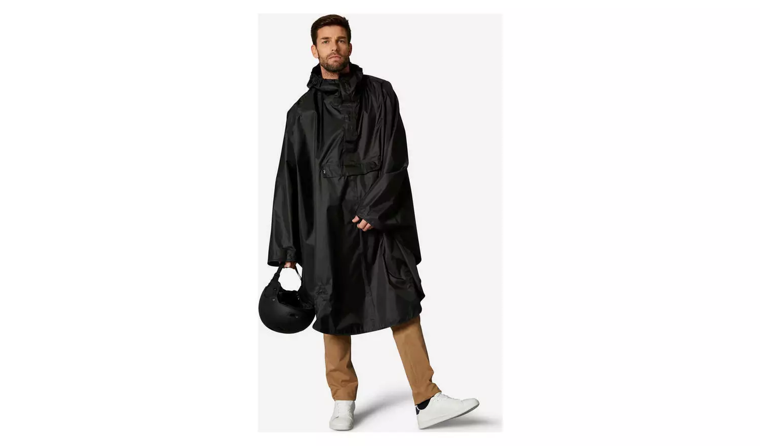 Decathlon 100 City Cycling Rain Poncho M/L - Black