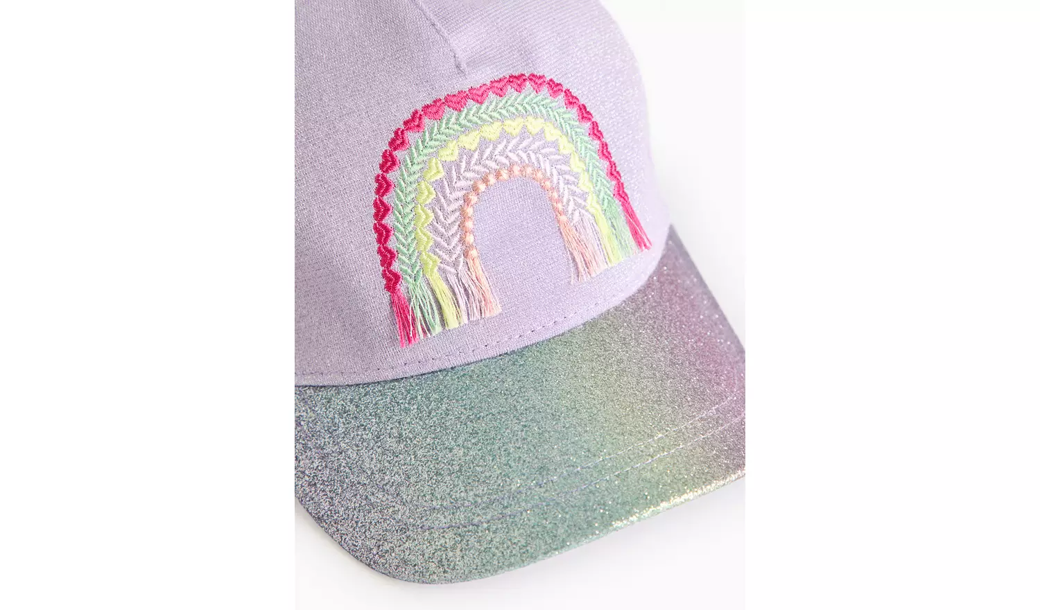 Lilac Rainbow Embroidered Glitter Cap 6-9 years