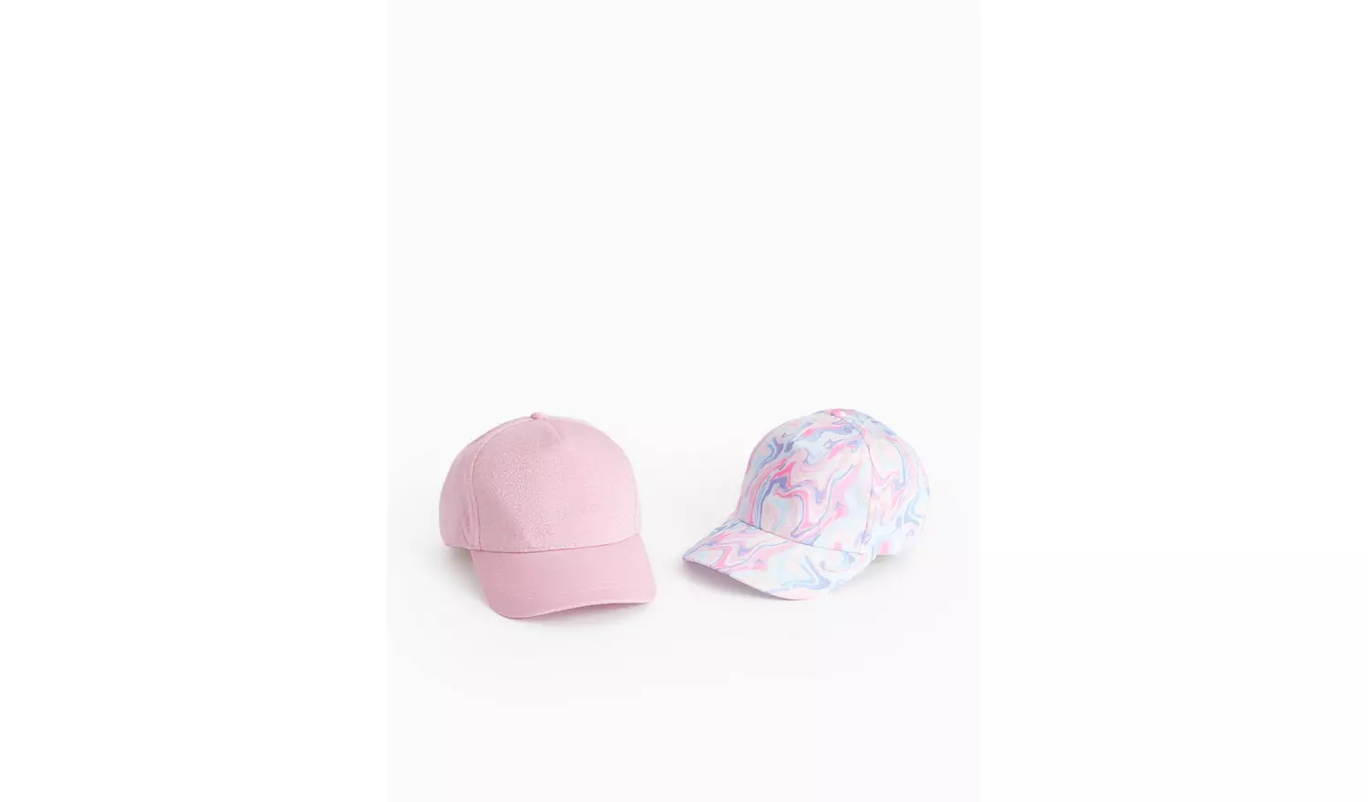 Pink Glitter & Tie Dye Caps 2 Pack 6-9 years