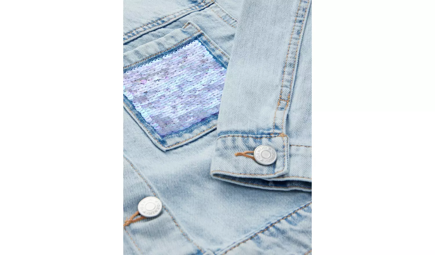 Light Wash Sequin Pocket Denim Jacket 11-12 years