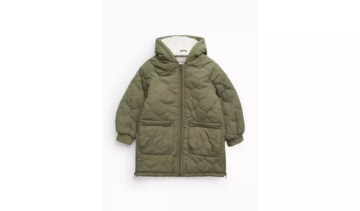 Khaki Borg Lined Quilted Coat 7-8 years