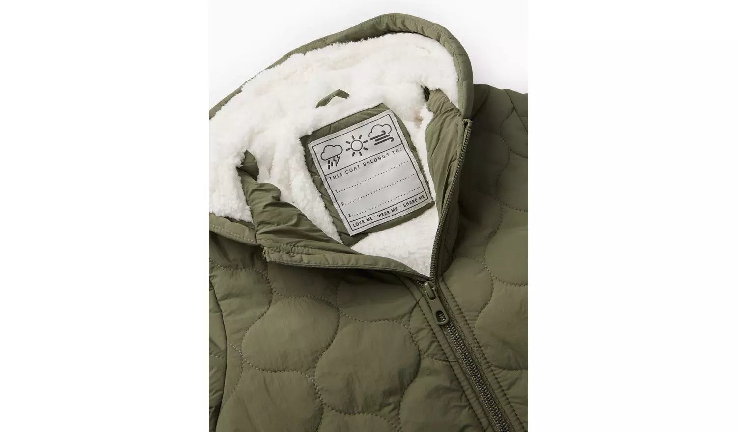 Khaki Borg Lined Quilted Coat 7-8 years