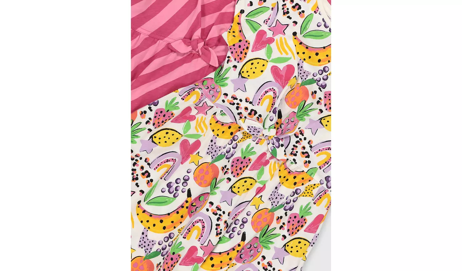 Pink Stripe & Fruit Print Jersey Dress 2 Pack - 3 years