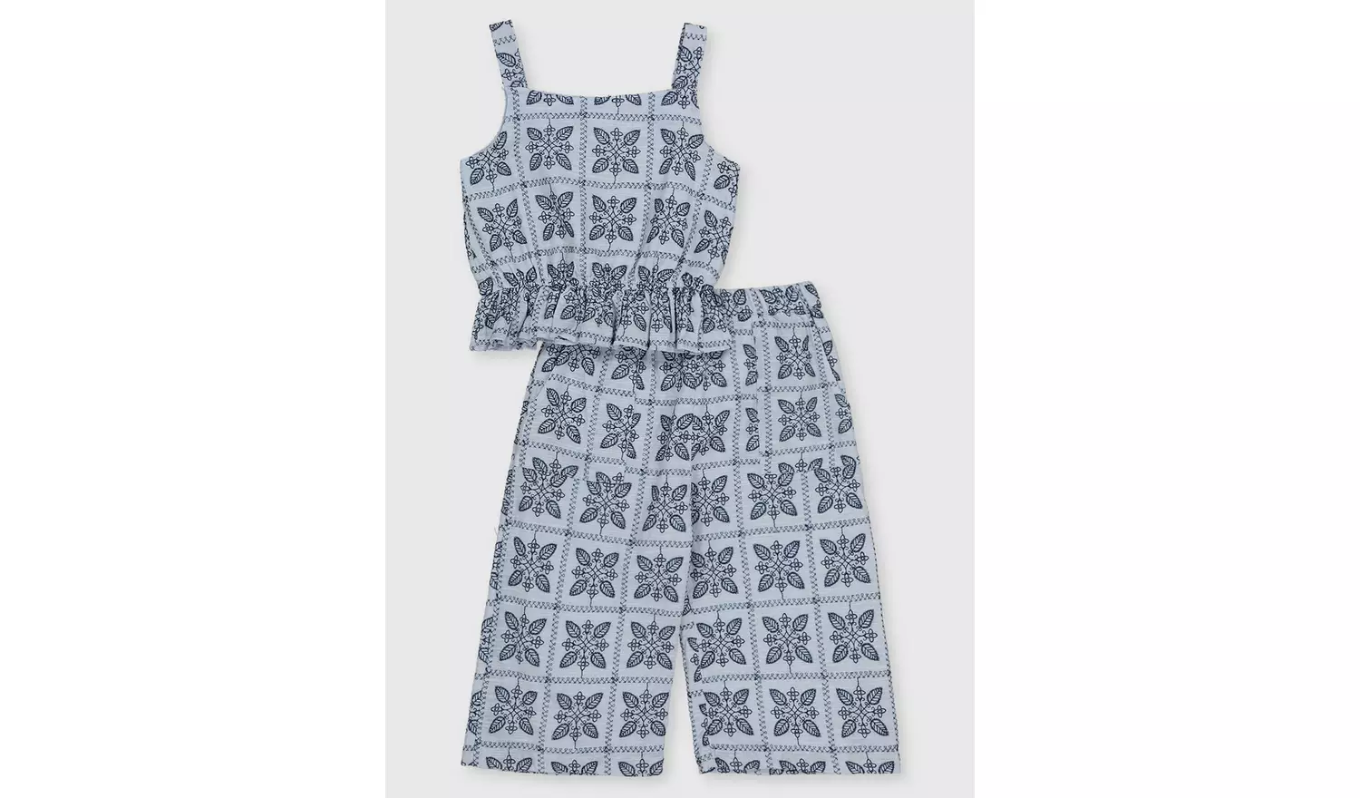 Blue Floral Tile Print Cami & Trousers - 3 years