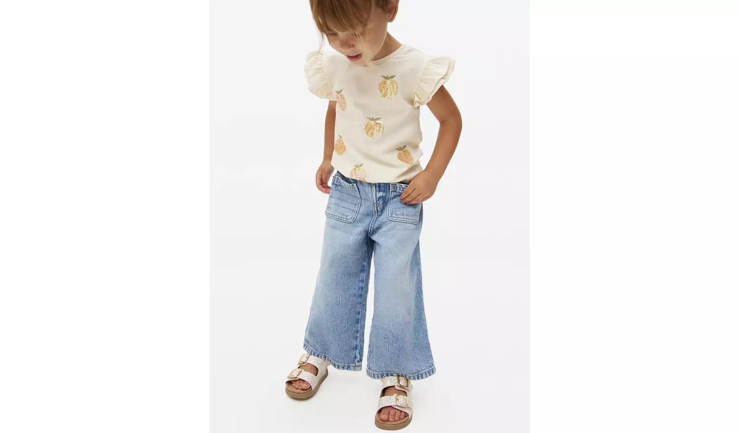 Mid-Wash Wide Leg Jeans 5-6 years
