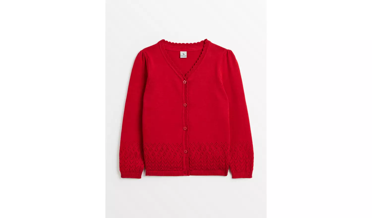 Red Pointelle Knitted Cardigan 12 years