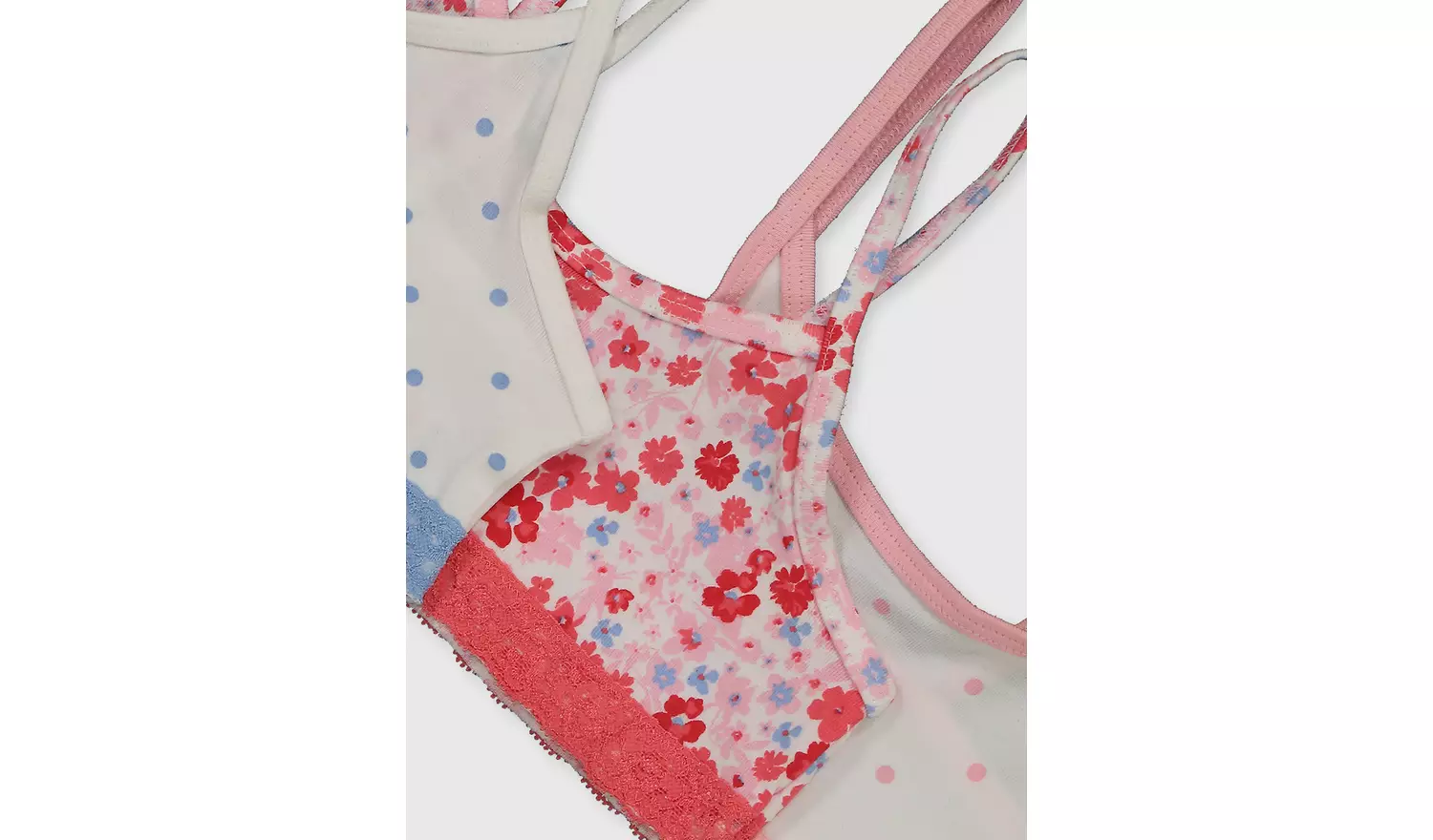 Floral & Spot Lace Trim Crop Top 3 Pack - 9-10 years