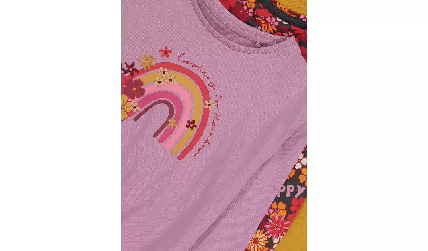 Retro Floral & Rainbow Tops 3 Pack - 3 years