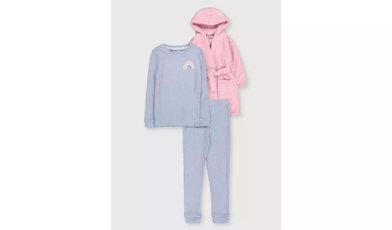 Pink Dressing Gown & Blue Rainbow Pyjamas Set - 1-1.5 years