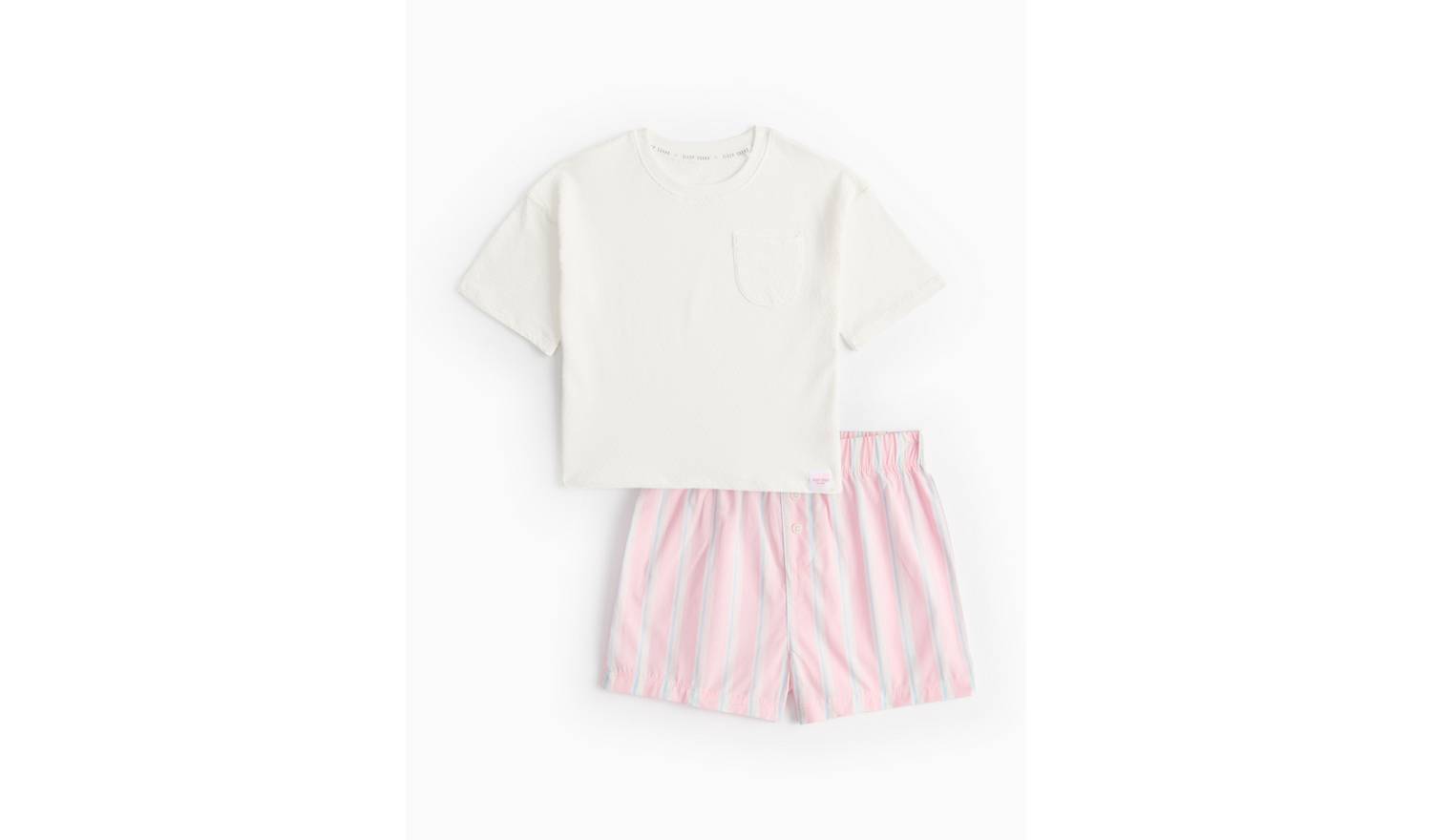 White T-Shirt & Stripe Shorts Pyjama Set 8-9 years