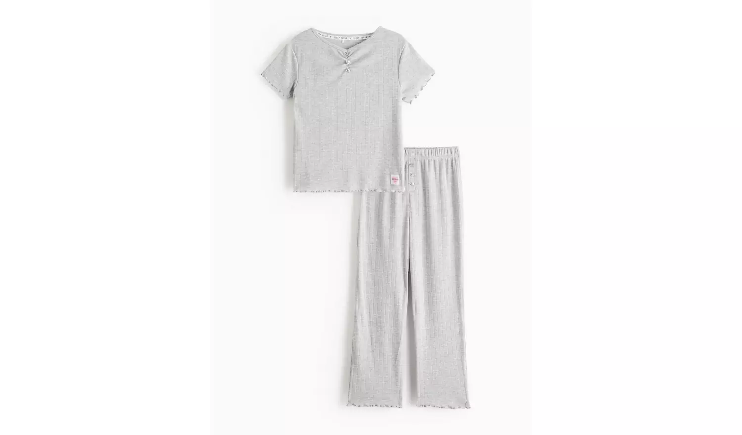 Grey Pointelle Ribbed Pyjama Set 13-14 years