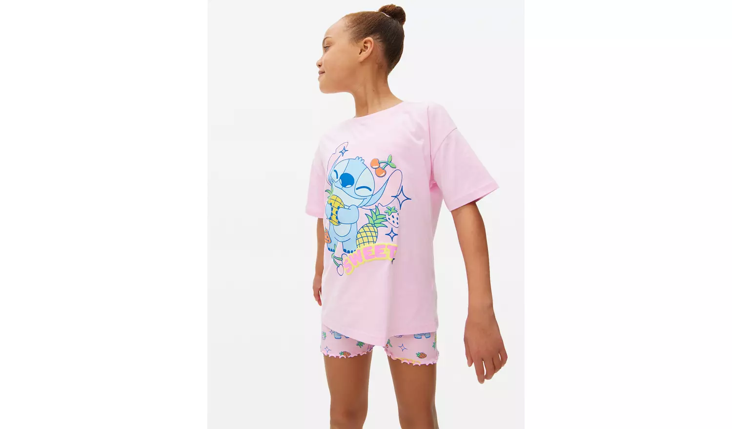 Disney Stitch Print Pink Pyjama Set 13-14 years