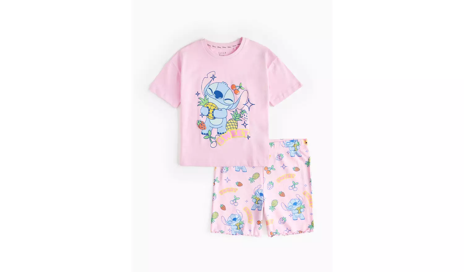 Disney Stitch Print Pink Pyjama Set 13-14 years