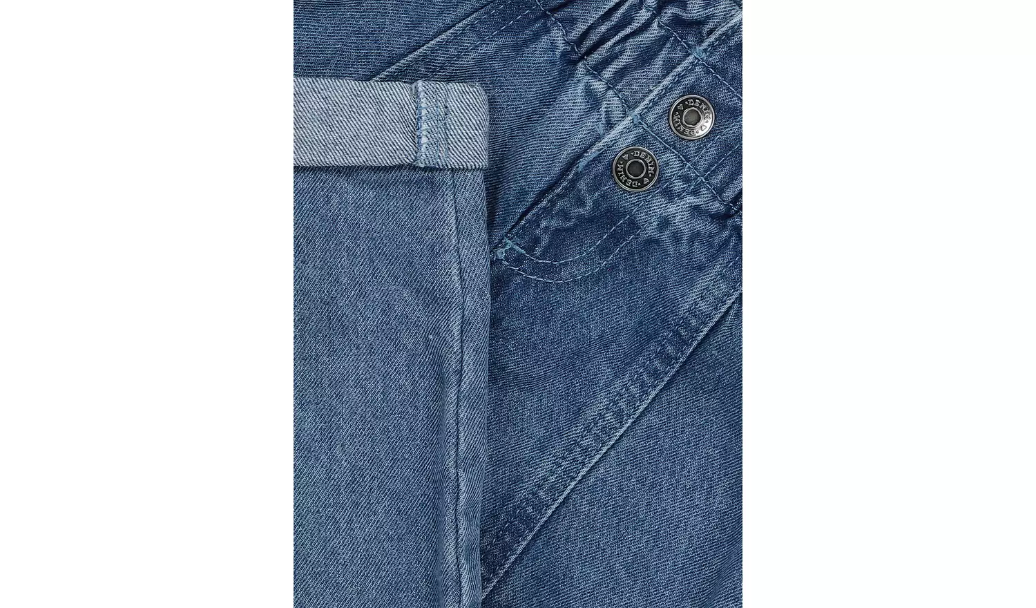 Blue Patchwork Paperbag Waist Jeans - 1-1.5 years