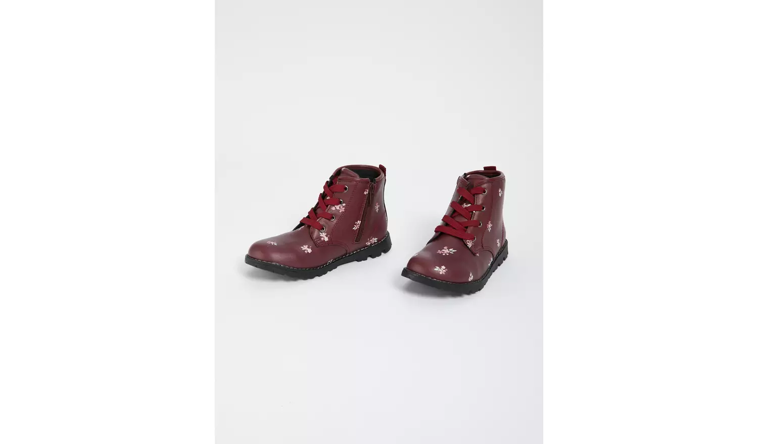 Burgundy Faux Leather Floral Boots - 8 Infant