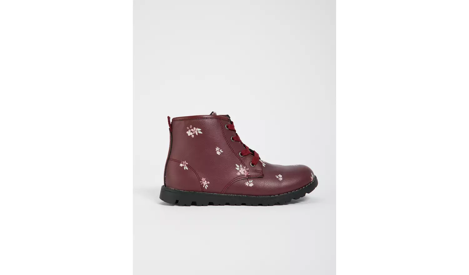 Burgundy Faux Leather Floral Boots - 8 Infant