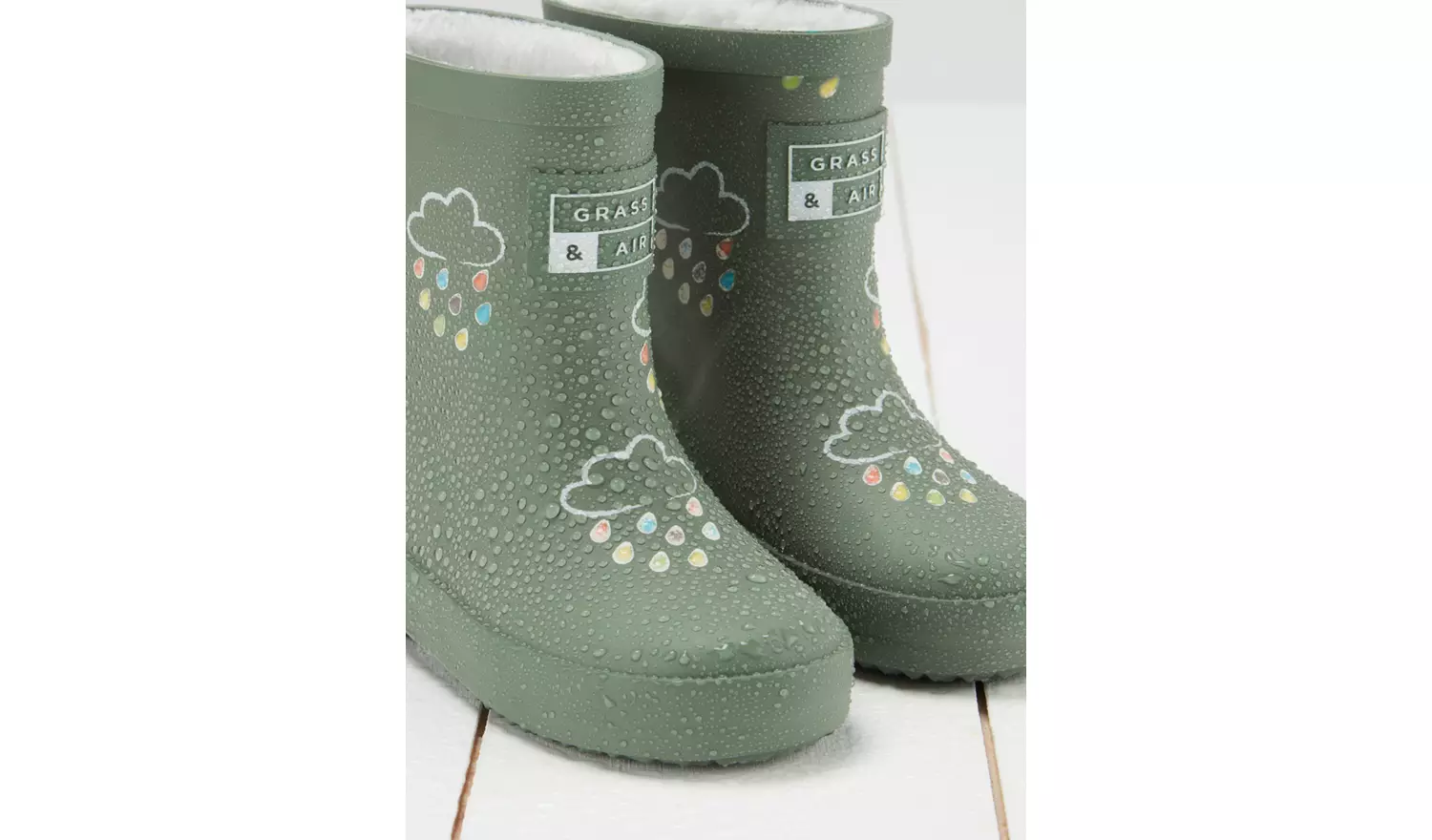 GRASS & AIR Khaki Green Colour Changing Kids Winter Wellies 4 Infant