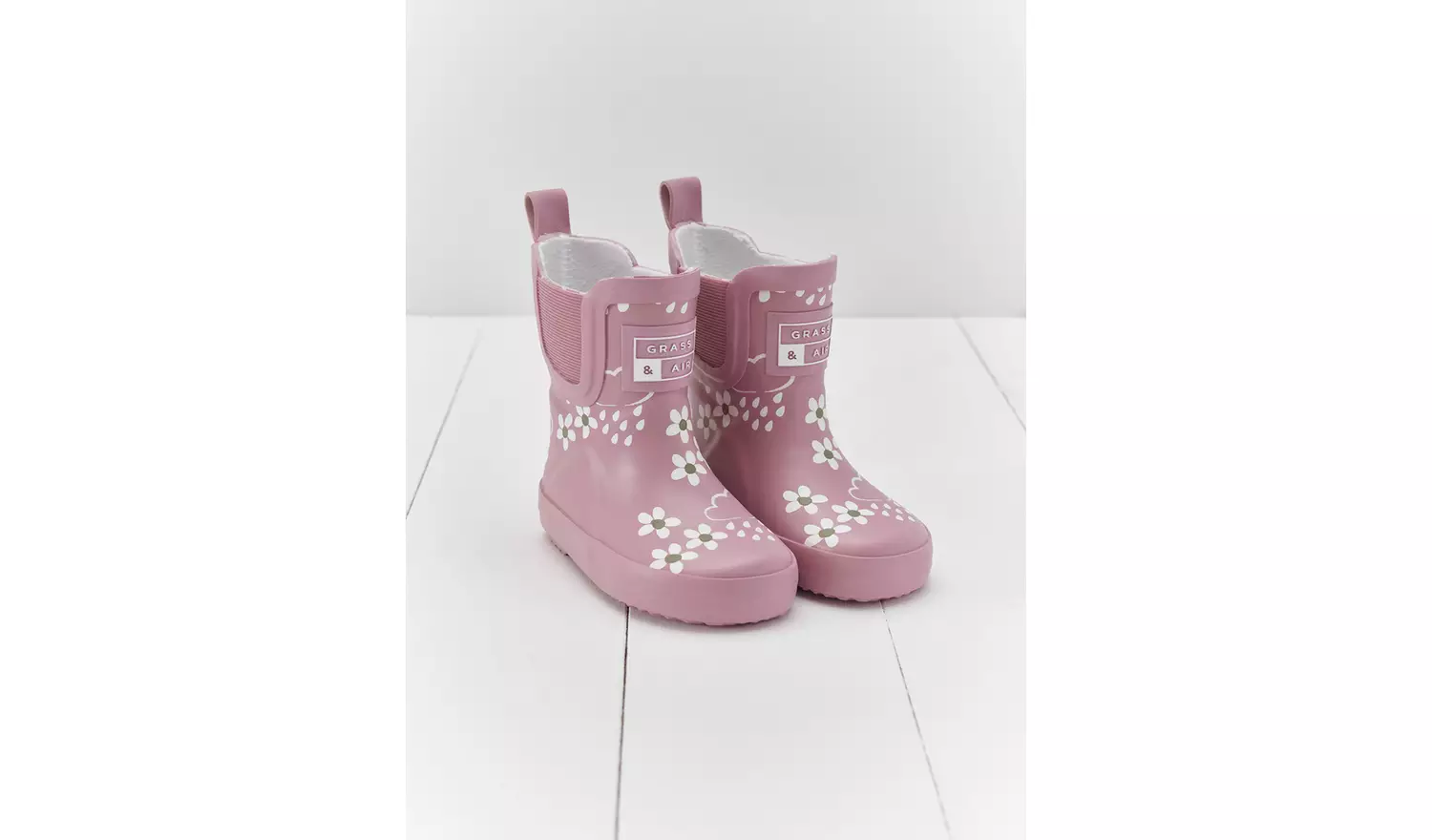 GRASS & AIR Short Flower Welly Boot Pink Bloom 12 Infant