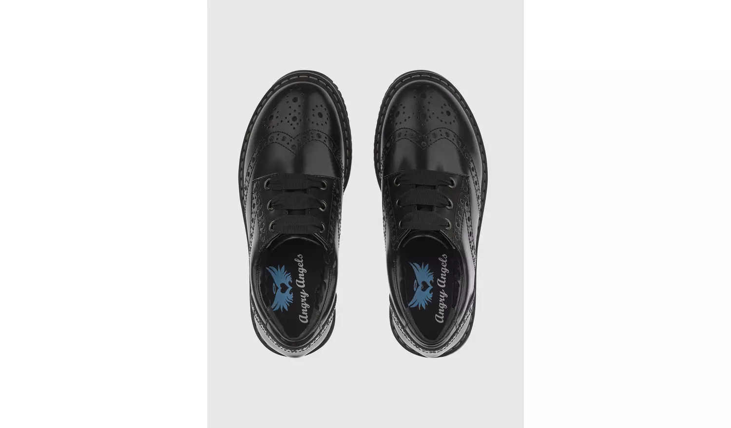 START-RITE Impulsive Brogue Black Leather Lave Up School Shoes 7