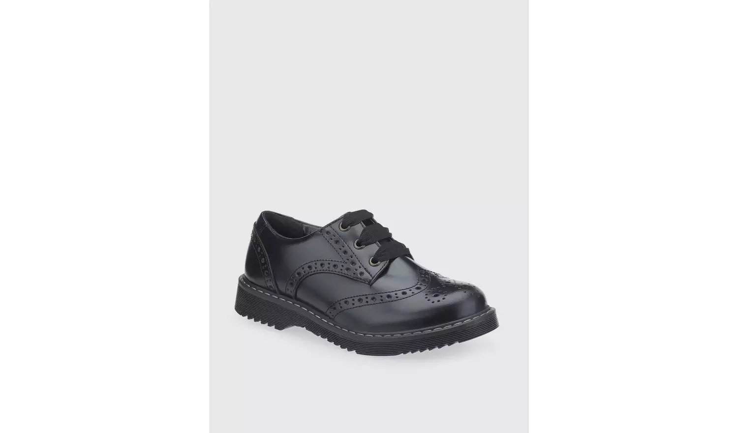 START-RITE Impulsive Brogue Black Leather Lave Up School Shoes 5