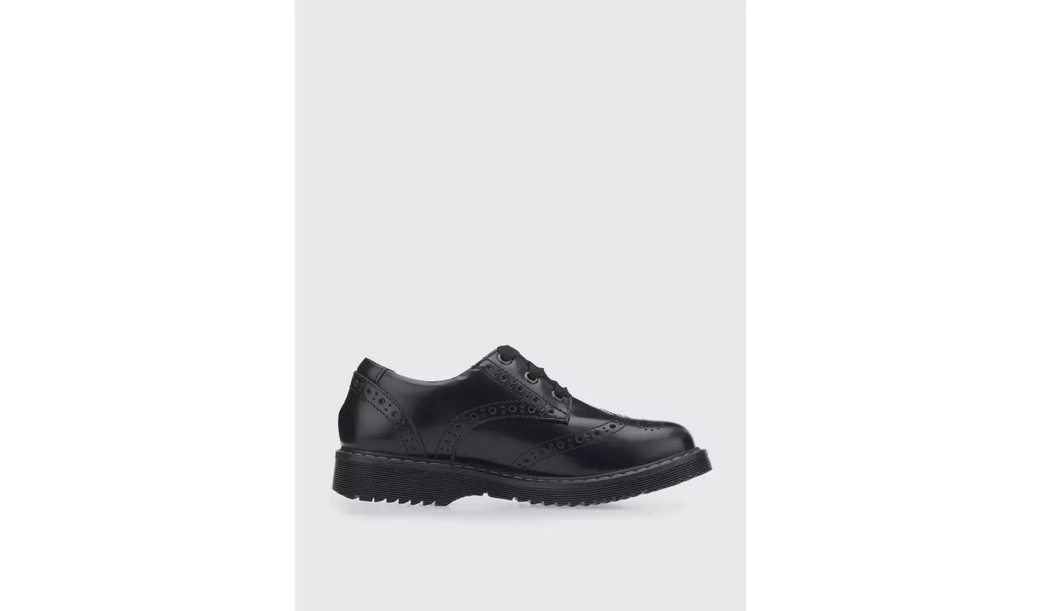 START-RITE Impulsive Brogue Black Leather Lave Up School Shoes 5