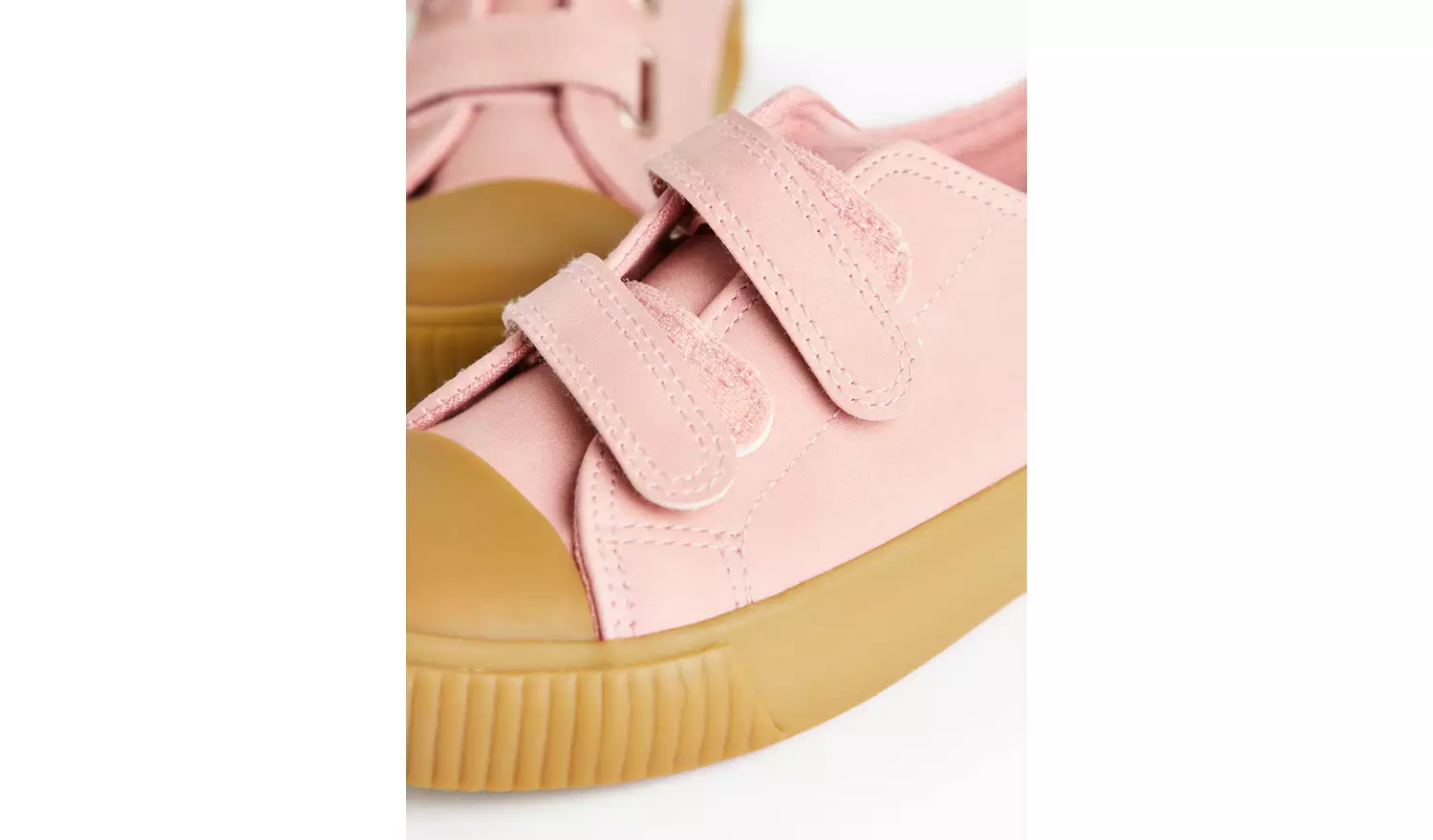 Pink Faux Leather Twin Strap Trainers 1