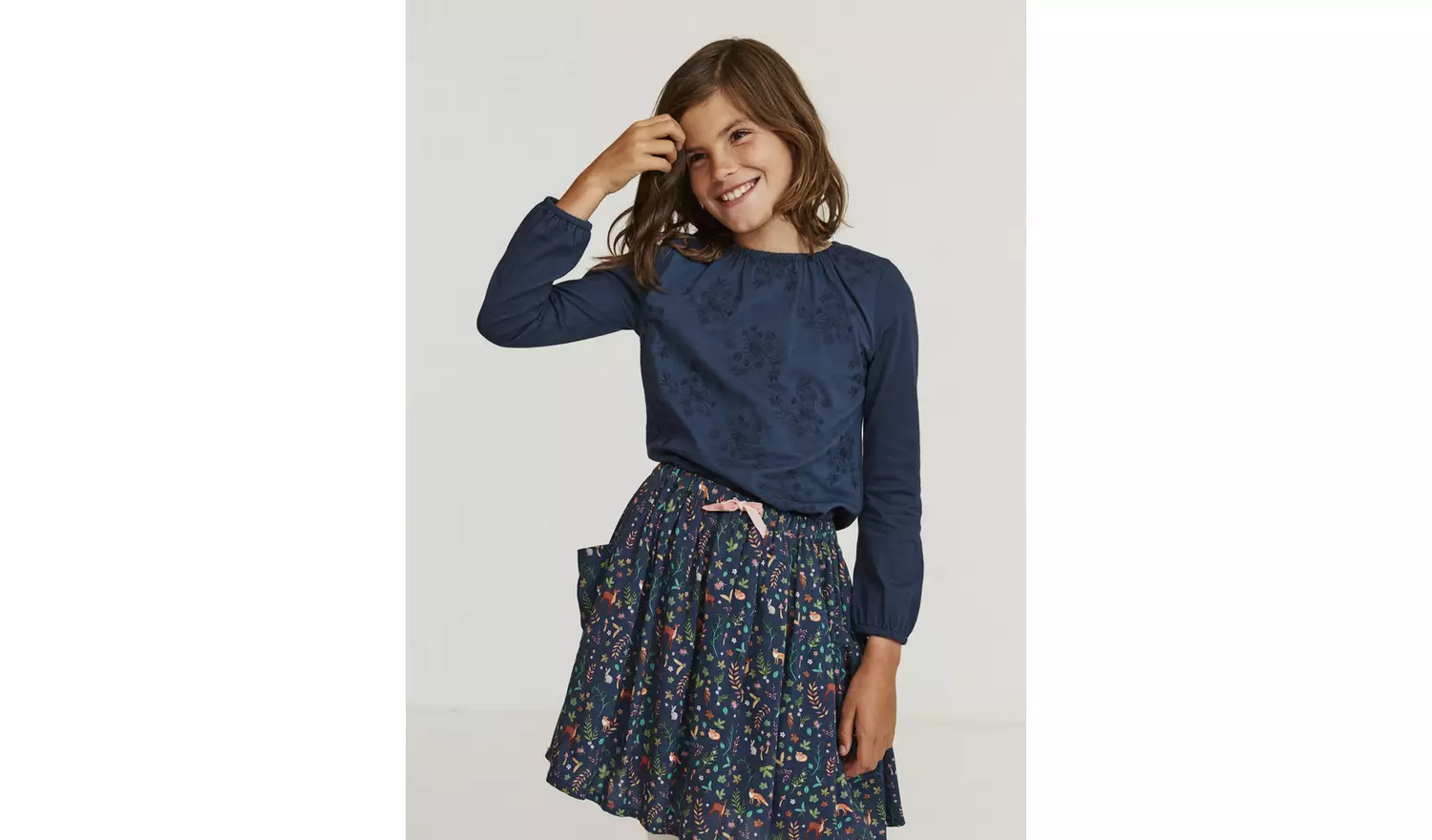 FATFACE Navy Embroidered Top - 4-5 years