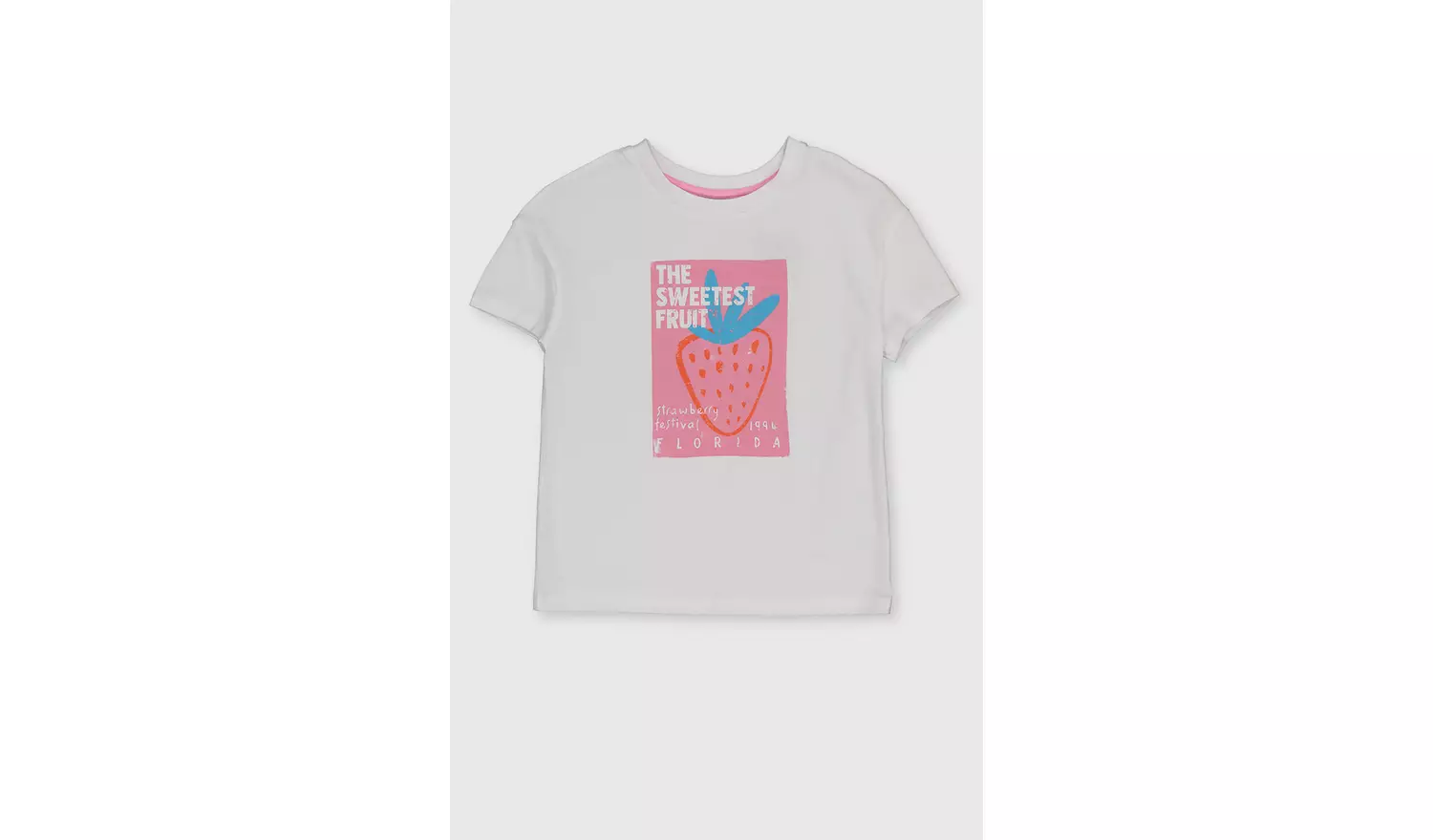White Strawberry Print T-Shirt - 11 years