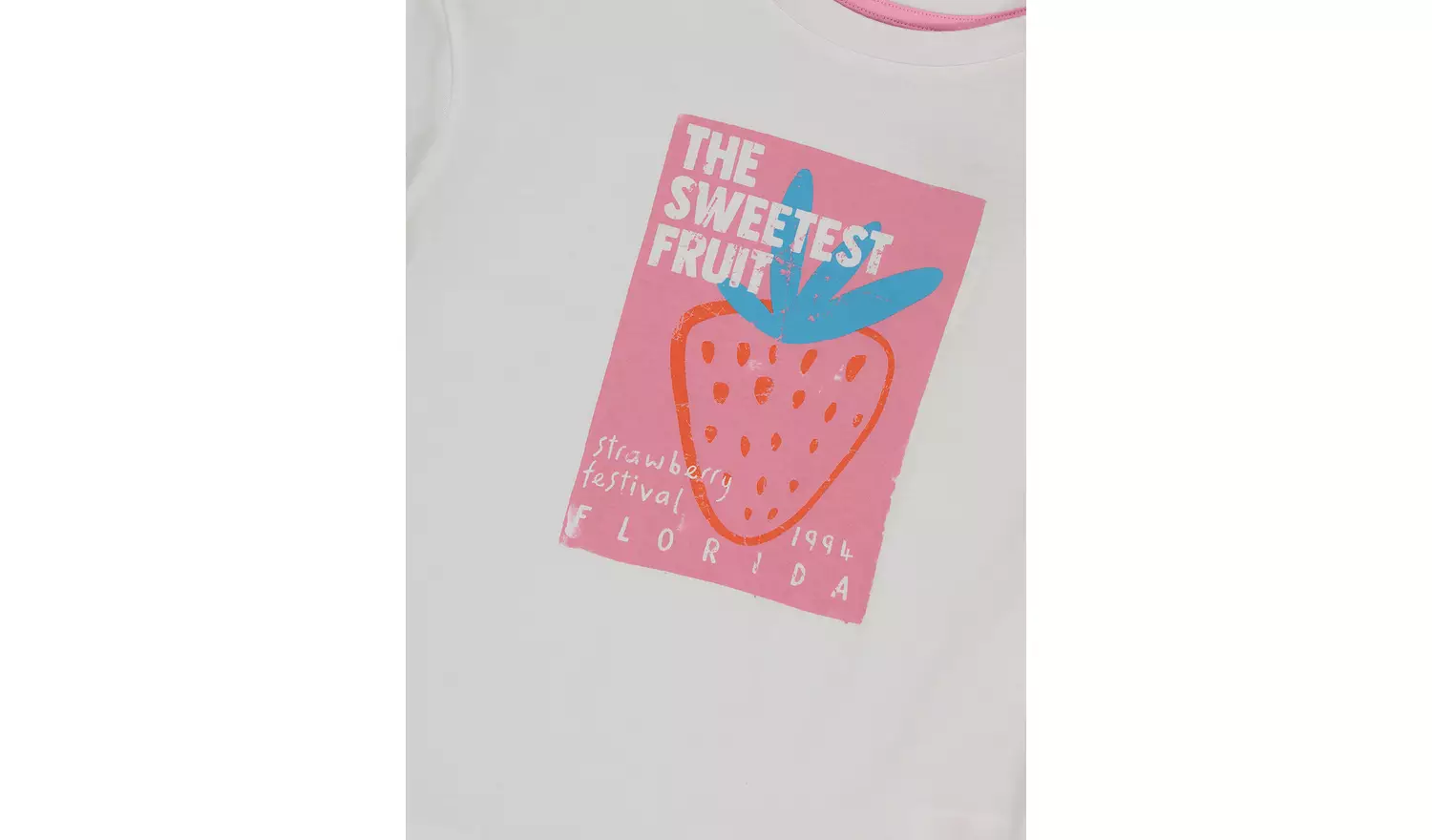 White Strawberry Print T-Shirt - 11 years