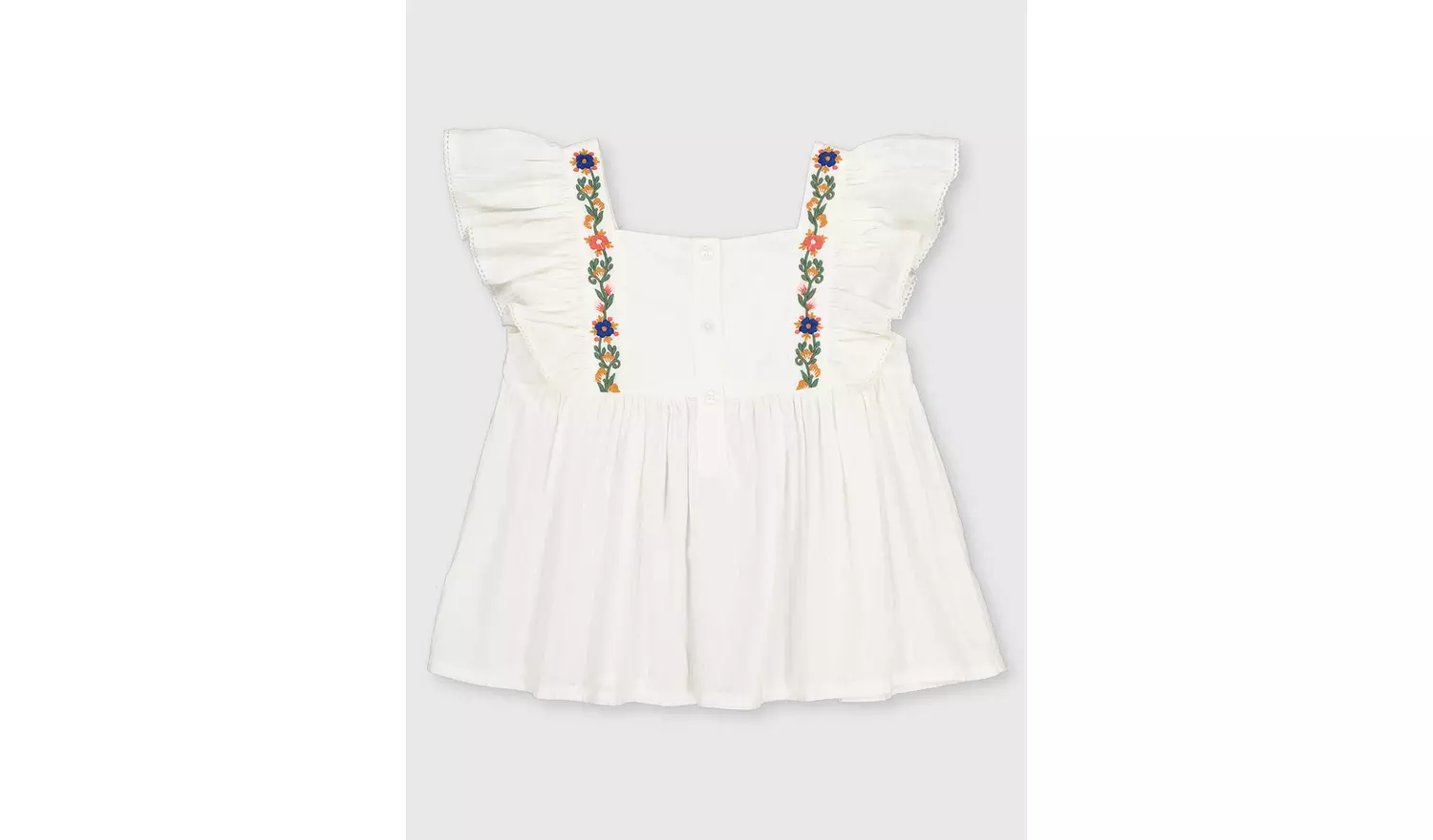 White Floral Pintuck Blouse - 3 years