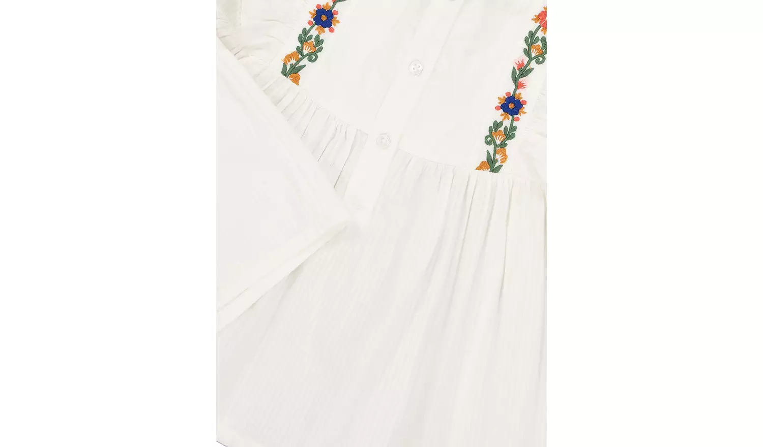 White Floral Pintuck Blouse - 3 years