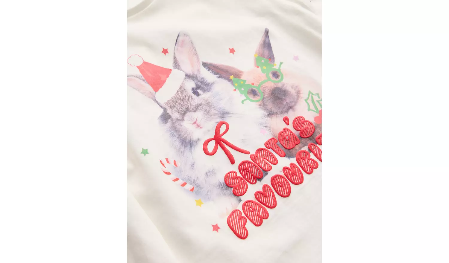 Cream Santa Bunny Graphic Christmas T-Shirt 5-6 years