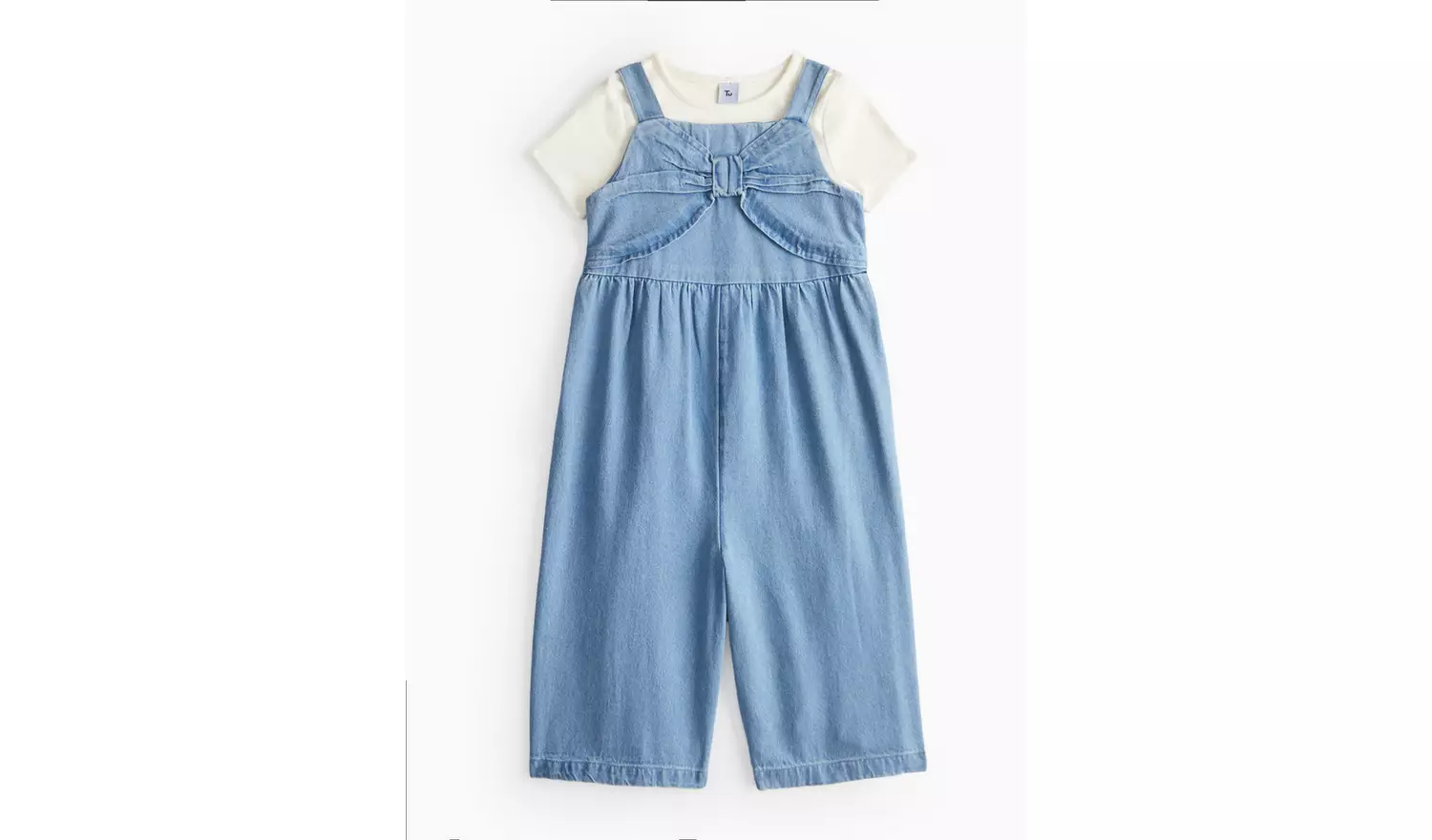 T-Shirt & Denim Bow Jumpsuit Set 1-2 years