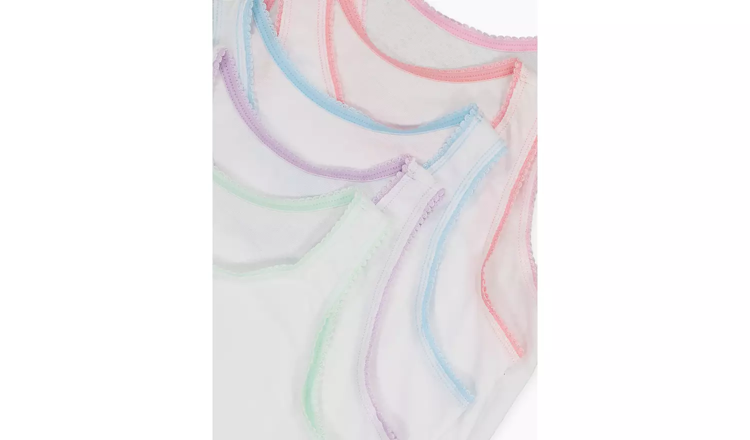 White Lace Trim Vests 5 Pack - 3-4 years