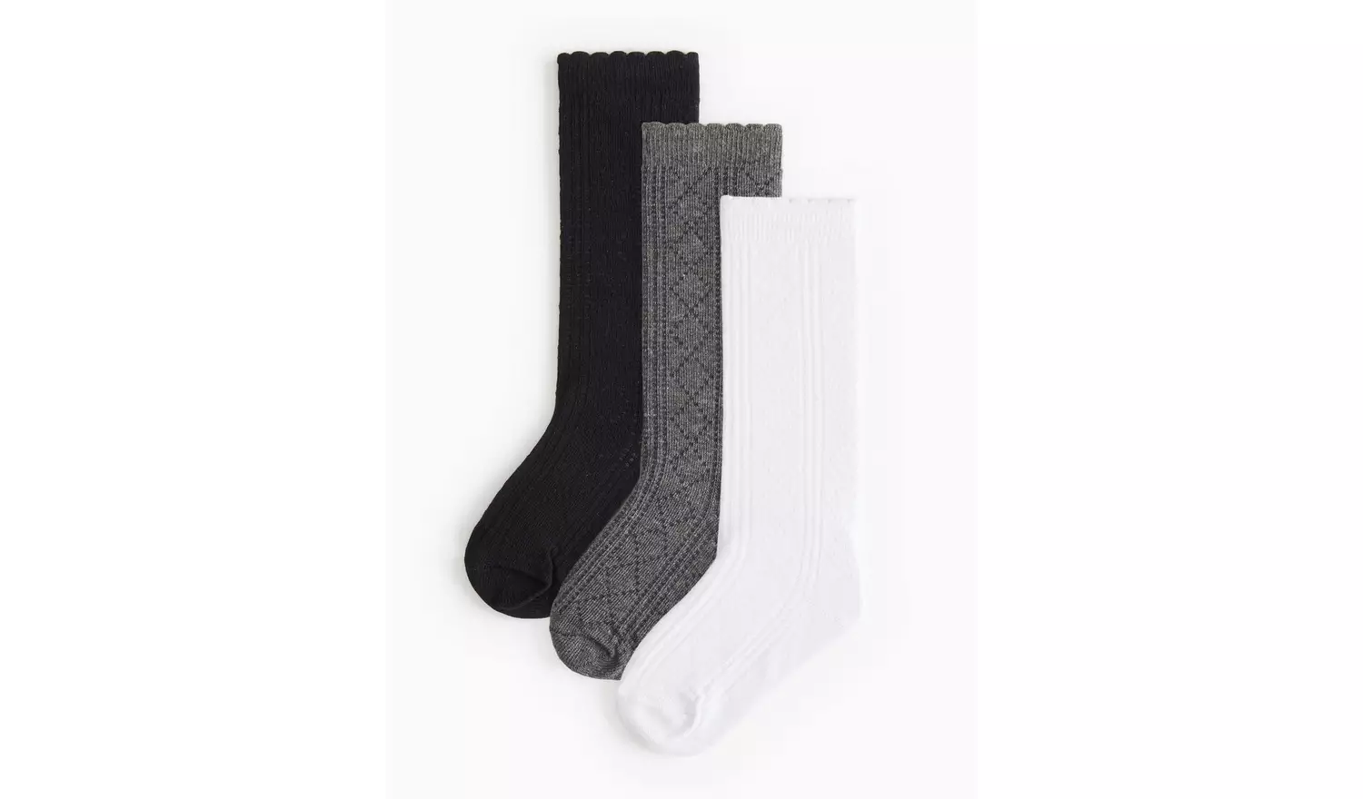 Mono Pointelle Knee High Socks 3 Pack 6-8.5