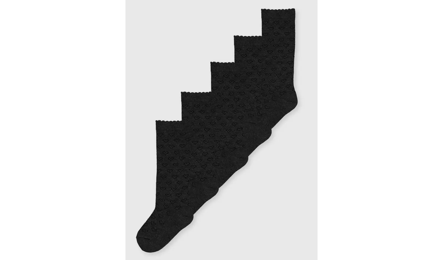 Grey Knee High Heart Sock 5 Pack 4-5.5